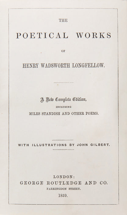 New complete edition of poetical works by Longfellow, small 8vo, finely bound and tooled in gilt