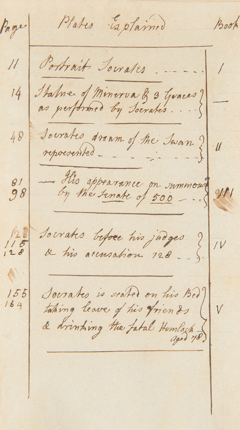 An early edition of this Life of Socrates by John Gilbert Cooper drawn from Xenophon's Memorablia and Plato's dialogues amongst other classical sources