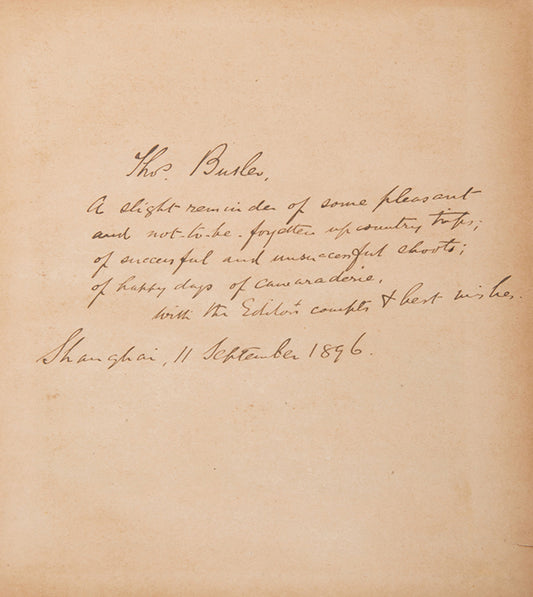 Presentation copy of Wade's With Boat and Gun in the Yangtze Valley, a scace work describing the Yangtze valley including Ningpo, Suzhou, and Nanking.