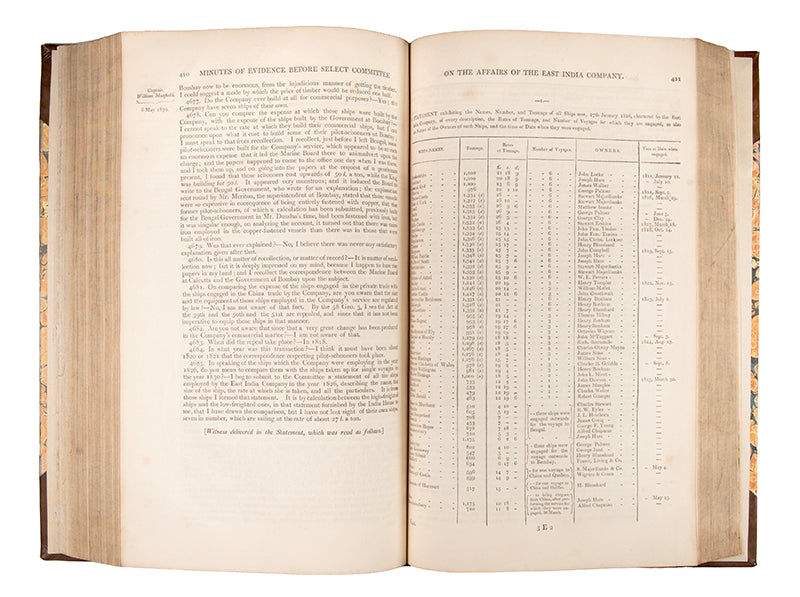 First edition of this highly important report of the the final large-scale inquiry into the East India Company in China before their monopoly was revoked in 1833.