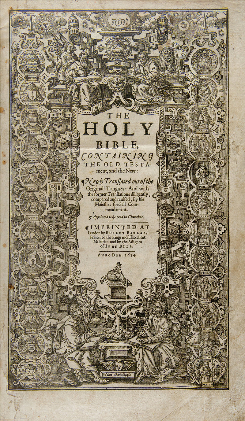A rare complete example of the fourth distinct folio edition of the King James Bible, beautifully bound in red morocco gilt