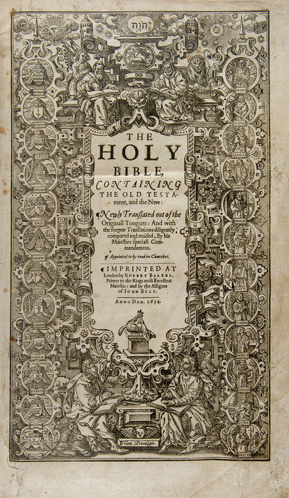 A rare complete example of the fourth distinct folio edition of the King James Bible, beautifully bound in red morocco gilt