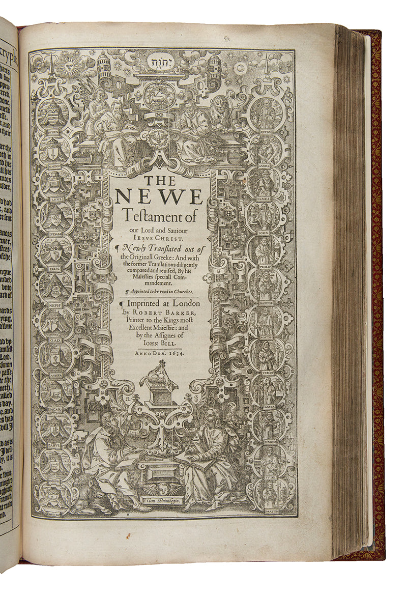 A rare complete example of the fourth distinct folio edition of the King James Bible, beautifully bound in red morocco gilt