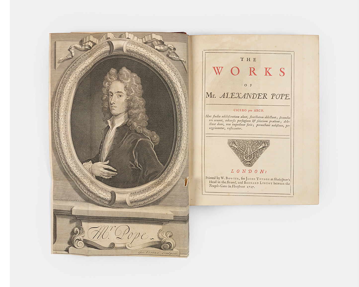 An exceptional set, uniformly bound in striking eigteenth-century red morocco of Alexander Pope's translation of Homer's Iliad and Odyssey and his other works and letters