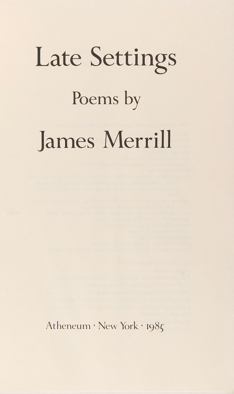 Late Settings: Poems.