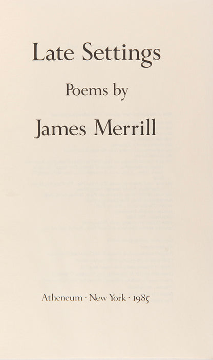 Late Settings: Poems.