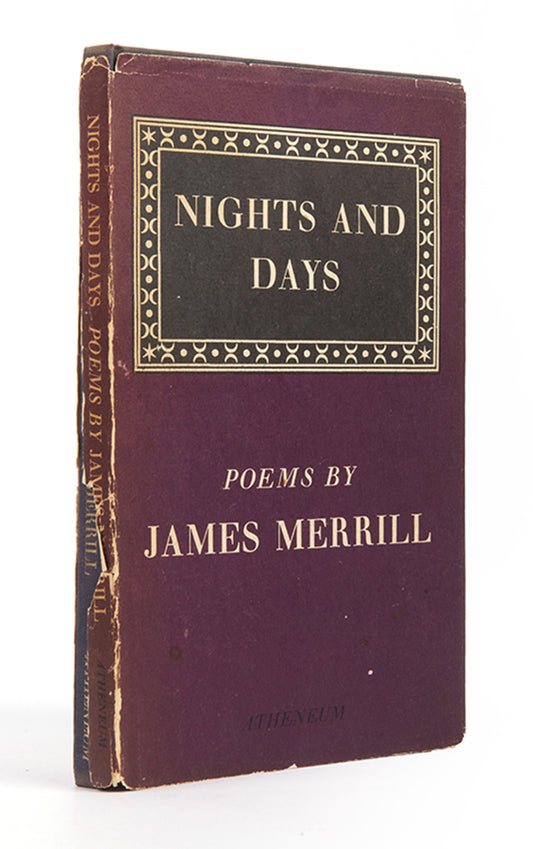 A very good copy of Nights and Days, by James Merrill, First edition, first printing, inscribed by author to his lover Peter Gillis