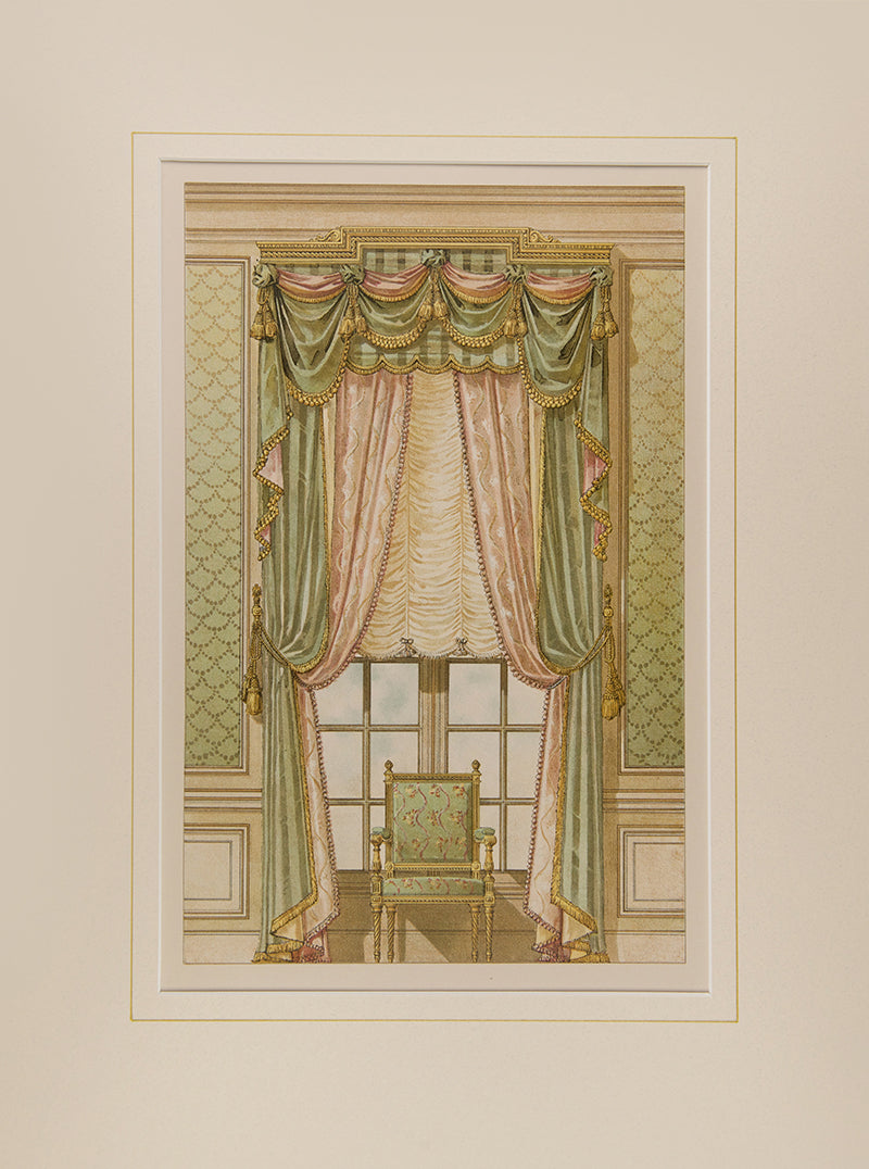Louis XVI style drapes with matching interior. Pl.no.18.