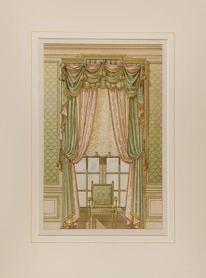 Louis XVI style drapes with matching interior. Pl.no.18.
