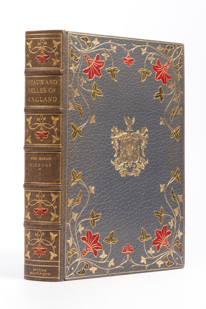 This 13 volume, limited edition,  biographical set is stunningly bound with enamel inlay, florid decoration and green silk endpapers, and gilt decoration