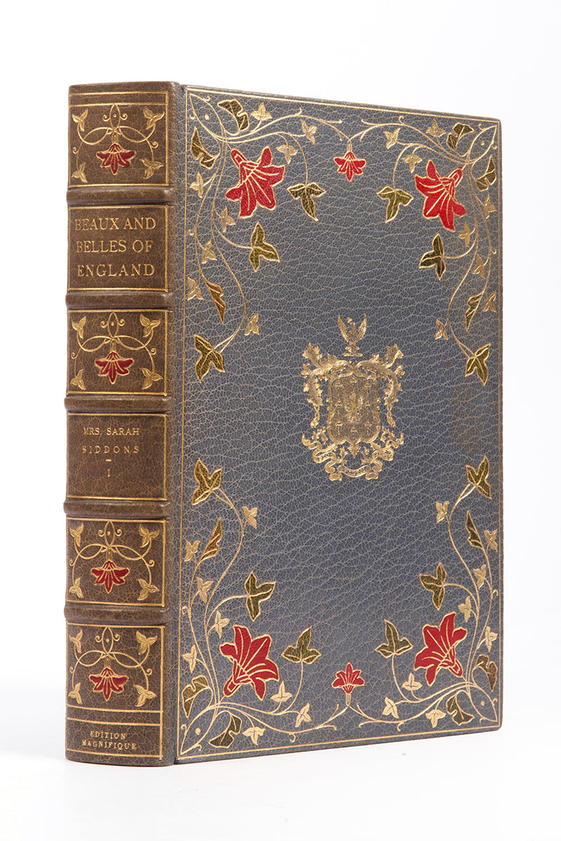 This 13 volume, limited edition,  biographical set is stunningly bound with enamel inlay, florid decoration and green silk endpapers, and gilt decoration