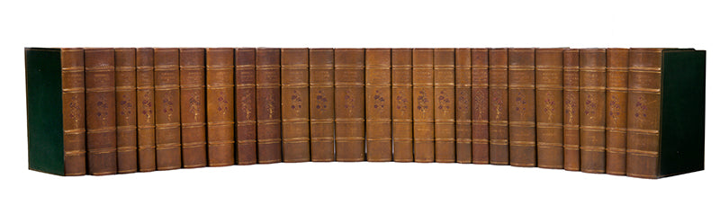 25 volumes, 4to, printed on Japanese vellum, this limited edition of 10 copies is a scarce compilation of historical romances by William Harrison Ainsworth, finely bound