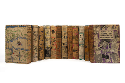 Rare to find complete first edition, first impression set of Swallows and Amazons, with the original dust wrappers, housed in custom made, velvet lined, clamshell boxes 