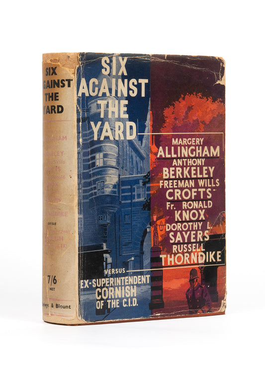 First edition, first imrpession copy of Six against the yard, with original dust jacket, featuring six short stories contributed by leading detective club authors