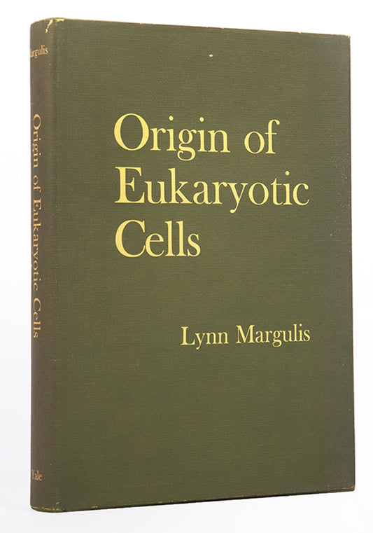 The first edition of Origin of Eukaryotic Cells, Lynn Margulis's major monograph on her groundbreaking theory of endosymbiosis, scarce in the dust jacket.