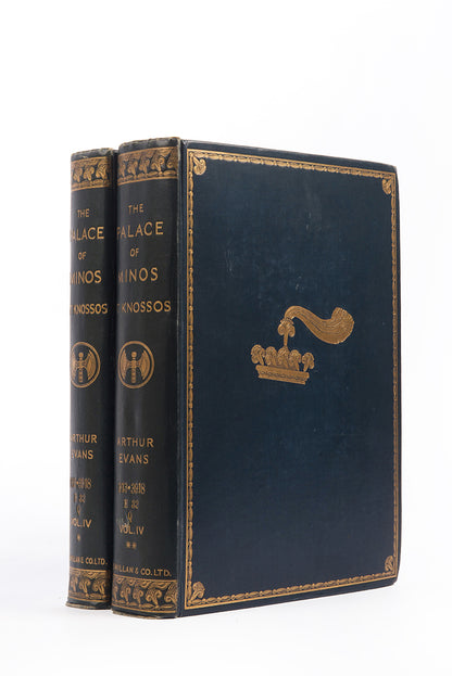 A full first edition set of The Palace of Minos by Arthur Evans, a vast work of over 3000 pages recording one of the most important excavations in the history of archaeology.