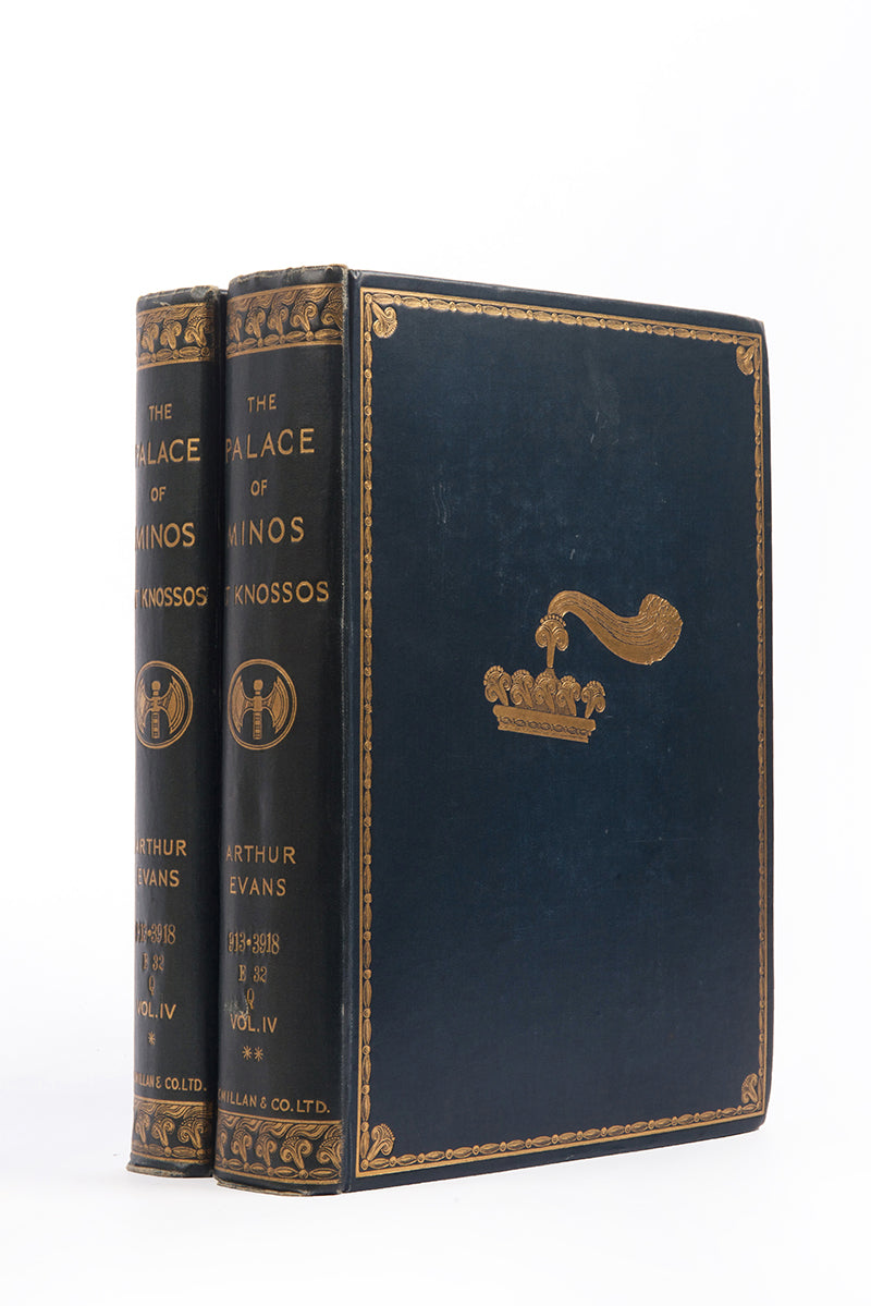 A full first edition set of The Palace of Minos by Arthur Evans, a vast work of over 3000 pages recording one of the most important excavations in the history of archaeology.