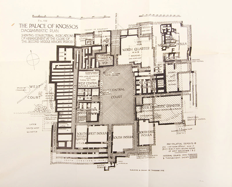 A full first edition set of The Palace of Minos by Arthur Evans, a vast work of over 3000 pages recording one of the most important excavations in the history of archaeology.
