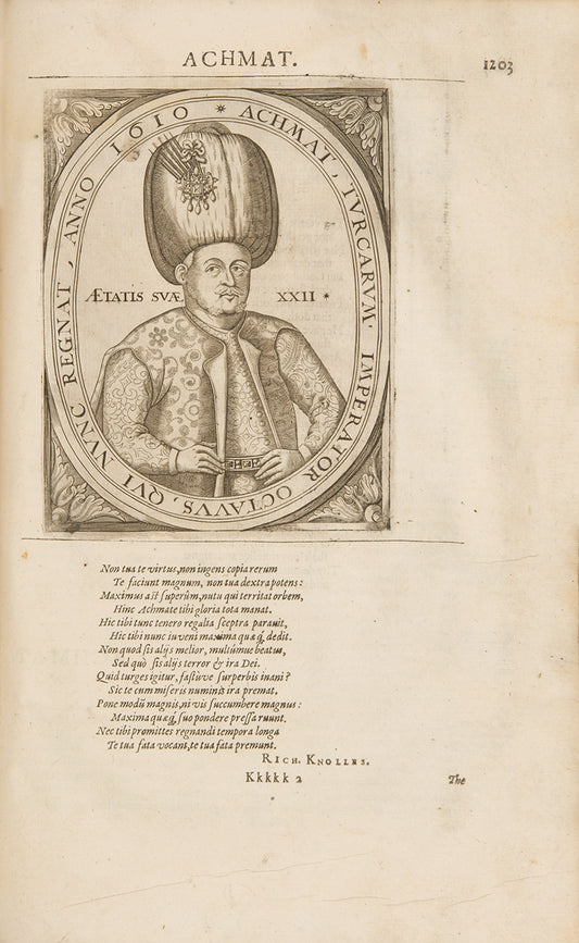 The 1621 edition of Knolles's The Generall Historie of the Turkes, the first with a continuation of the hsitory, by Edward Grimston.