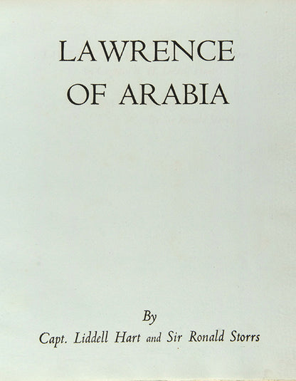 Signed limited edition, 1 of 25 Boswell copies, of Lawrence of Arabia by Richard Storrs and Liddell Hart, with additional signed letters from both authors.