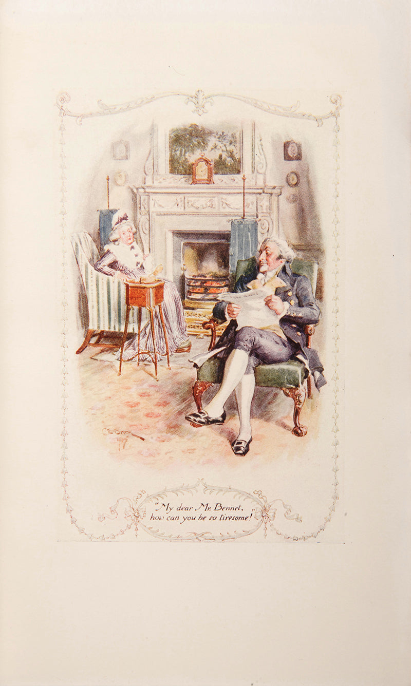 A complete set of novels by Jane Austen, first edition thus, bound in full vellum and decorative gilt, illustrated by Charles E Brock, in very good condition