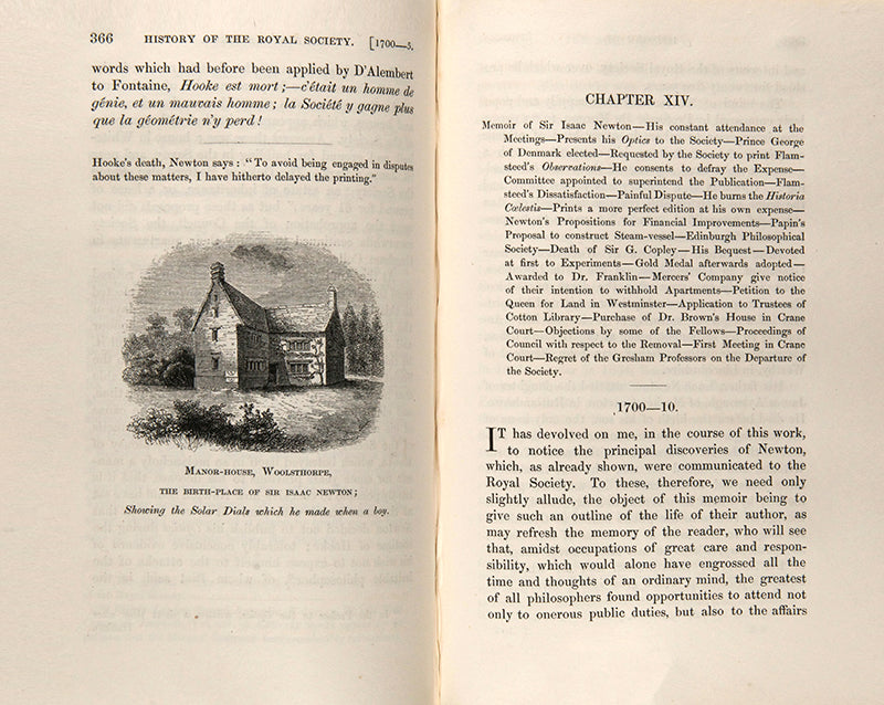 First edition of Charles Richard Weld's A History of the Royal Society, published in 1848 and the first substantial history of the society as an organisaion.