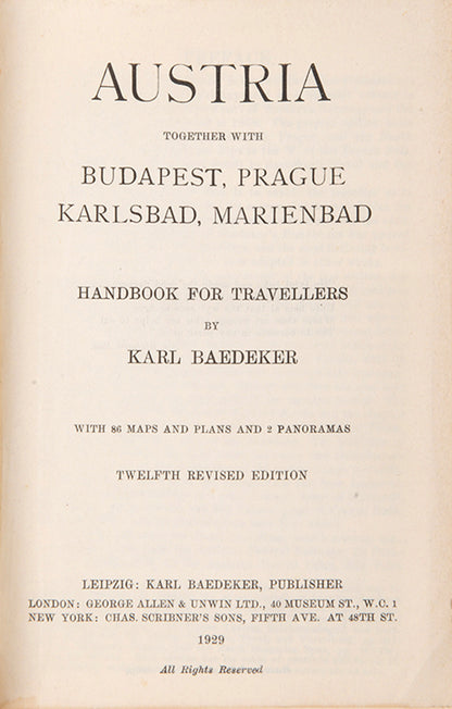 Karl Baedeker. Austria.1929. Last edition