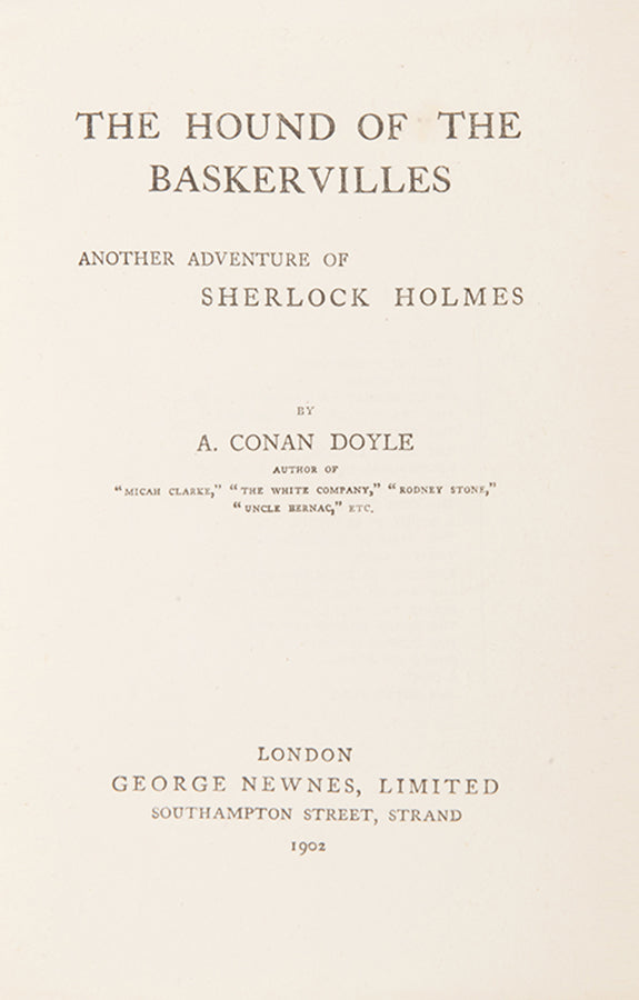 First edition of The Hound of the Baskervilles by Arthur Conan Doyle.