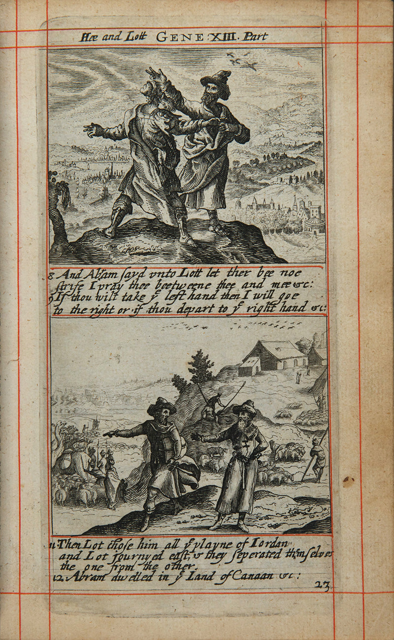 A fine King James pocket Bible pritned the year of the Restoration of King Charles II in 1660 and extra-illustrated with 140 engraved plates