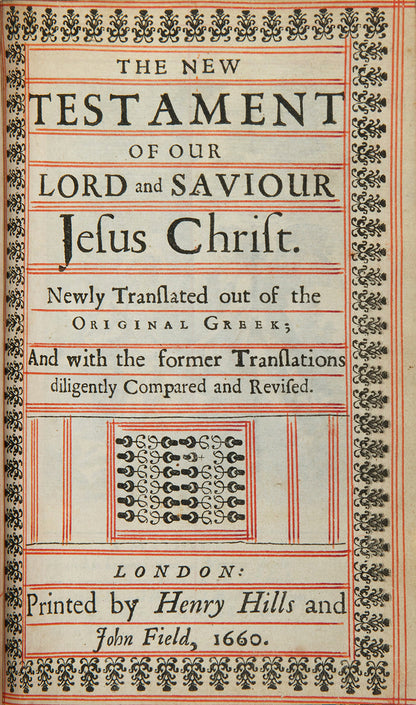 A fine King James pocket Bible pritned the year of the Restoration of King Charles II in 1660 and extra-illustrated with 140 engraved plates