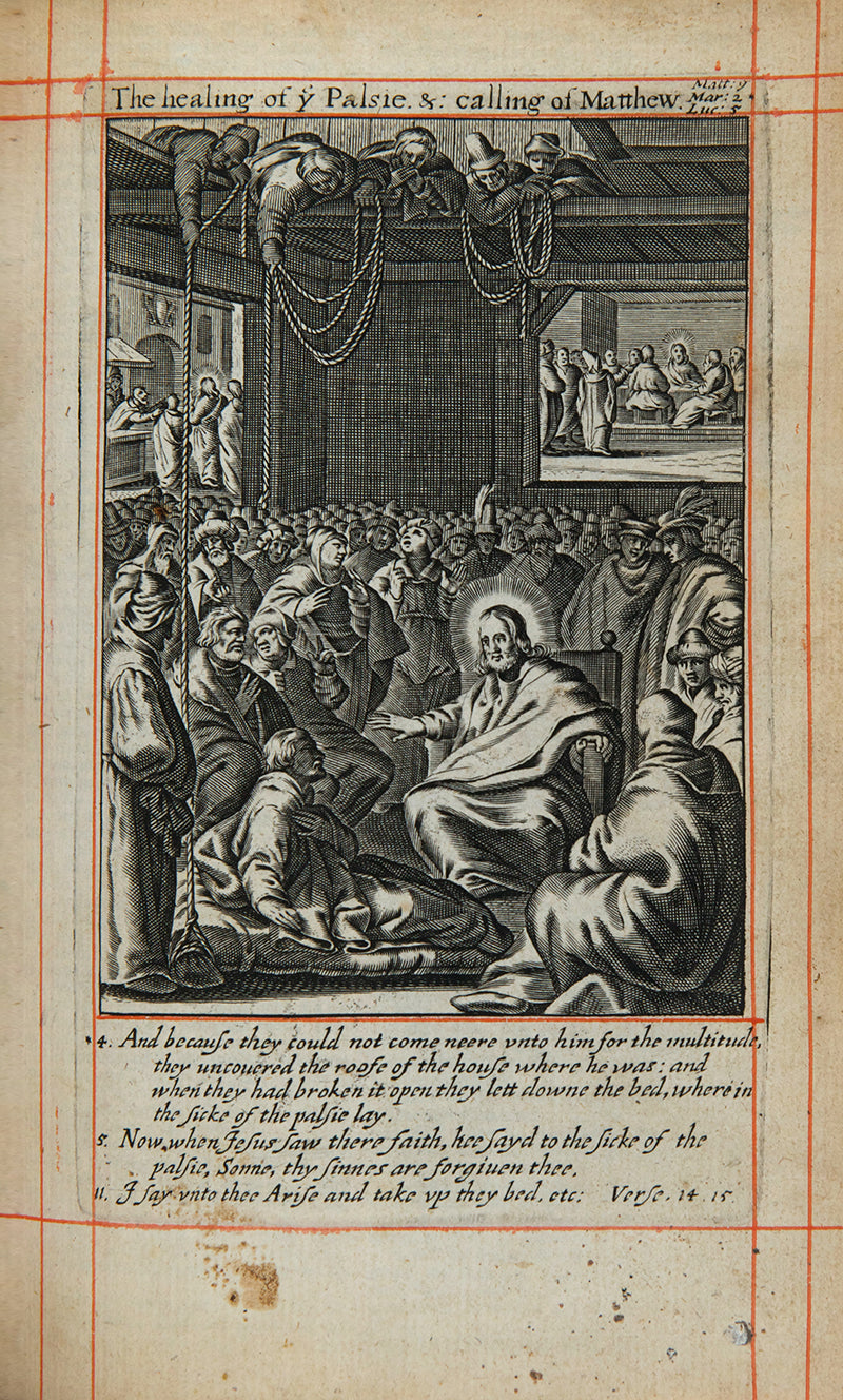 A fine King James pocket Bible pritned the year of the Restoration of King Charles II in 1660 and extra-illustrated with 140 engraved plates