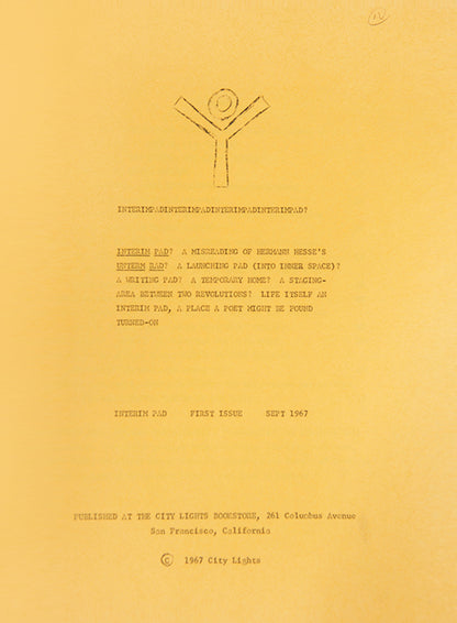 A scarce example of this one-shot Beat magazine, edited by Lawrence Ferlinghetti and published by his City Lights Bookstore. 