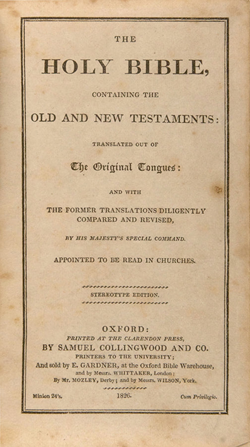 A handsome Georgian stereotype Bible, bound in contemporary red morocco gilt.