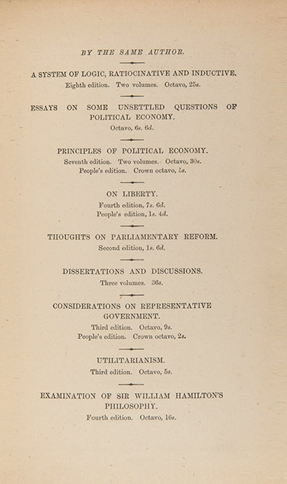 The first edition, first impression of J.S. Mill's posthumously published Autobiography