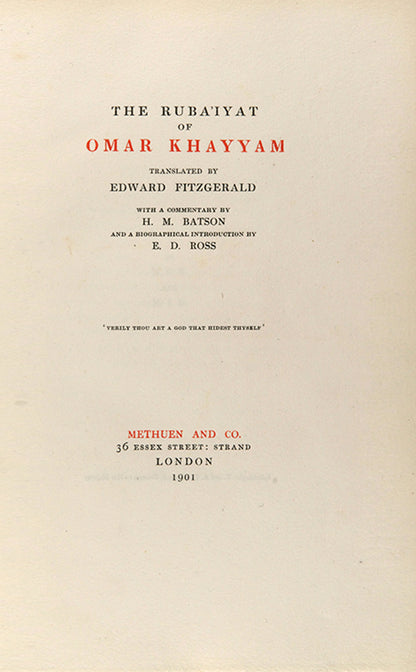 Number 7 of 60 limited edition copies following Edward Fitzgerald's translation of The Rubaiyat of Omae Khayyam