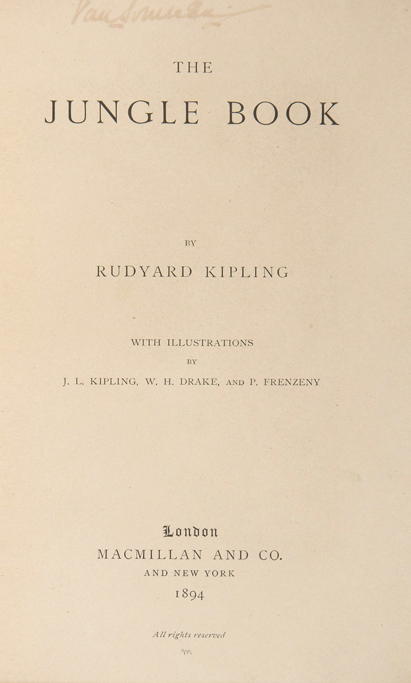 A handsome bound set of the first editions of Kipling's Jungle Book and its sequel the Second Jungle Book, with a tipped-in typewritten letter signed by Kipling