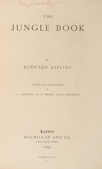 A handsome bound set of the first editions of Kipling's Jungle Book and its sequel the Second Jungle Book, with a tipped-in typewritten letter signed by Kipling