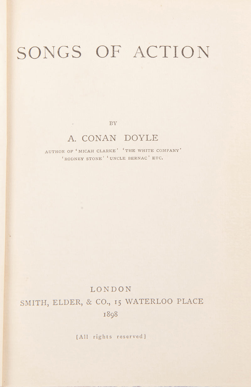 A fine collection of 13 first edition titles by Arthur Conan Doyle, including 7 Sherlock Holmes books, bound in full blue morocco and half red morocco gilt
