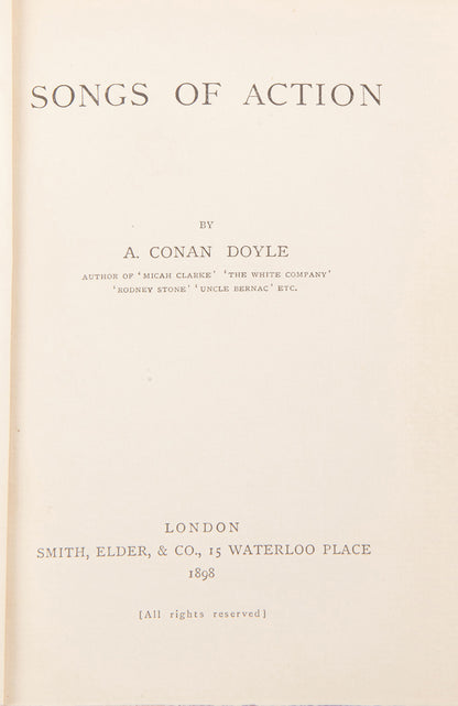 A fine collection of 13 first edition titles by Arthur Conan Doyle, including 7 Sherlock Holmes books, bound in full blue morocco and half red morocco gilt