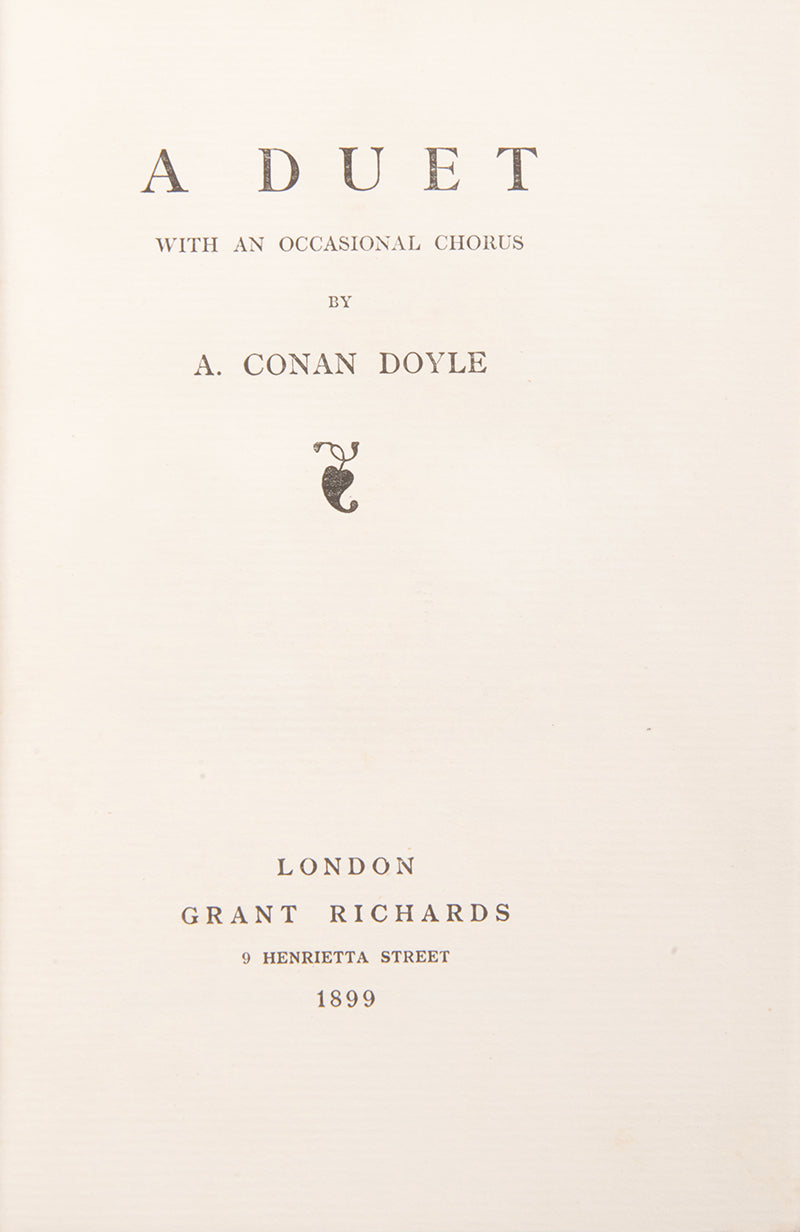 A fine collection of 13 first edition titles by Arthur Conan Doyle, including 7 Sherlock Holmes books, bound in full blue morocco and half red morocco gilt