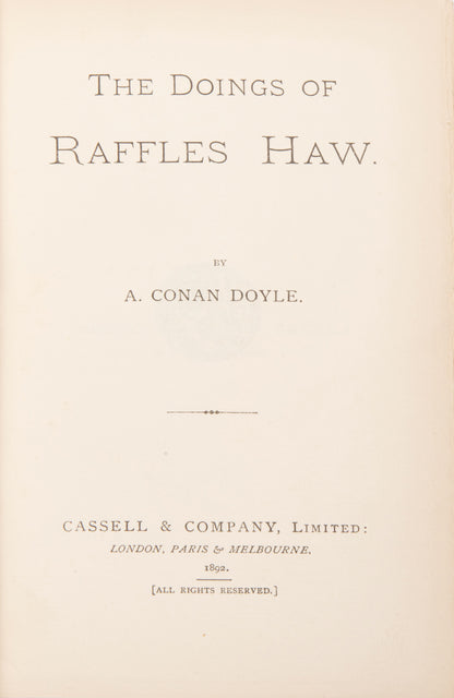 A fine collection of 13 first edition titles by Arthur Conan Doyle, including 7 Sherlock Holmes books, bound in full blue morocco and half red morocco gilt