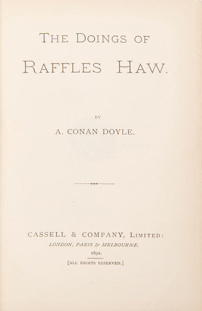 A fine collection of 13 first edition titles by Arthur Conan Doyle, including 7 Sherlock Holmes books, bound in full blue morocco and half red morocco gilt