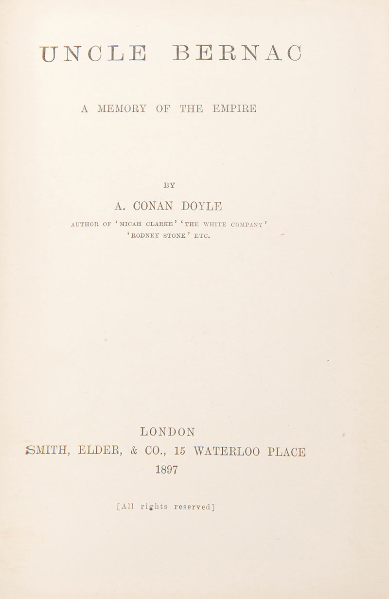 A fine collection of 13 first edition titles by Arthur Conan Doyle, including 7 Sherlock Holmes books, bound in full blue morocco and half red morocco gilt