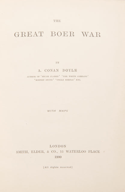 A fine collection of 13 first edition titles by Arthur Conan Doyle, including 7 Sherlock Holmes books, bound in full blue morocco and half red morocco gilt