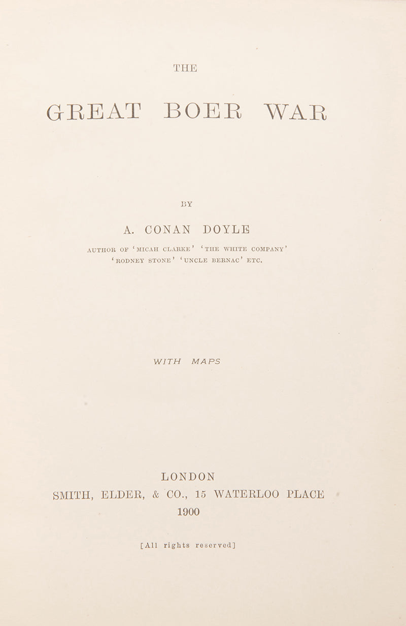 A fine collection of 13 first edition titles by Arthur Conan Doyle, including 7 Sherlock Holmes books, bound in full blue morocco and half red morocco gilt
