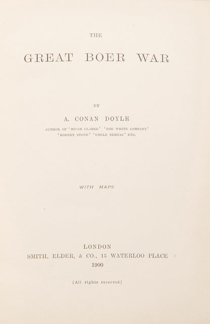 A fine collection of 13 first edition titles by Arthur Conan Doyle, including 7 Sherlock Holmes books, bound in full blue morocco and half red morocco gilt
