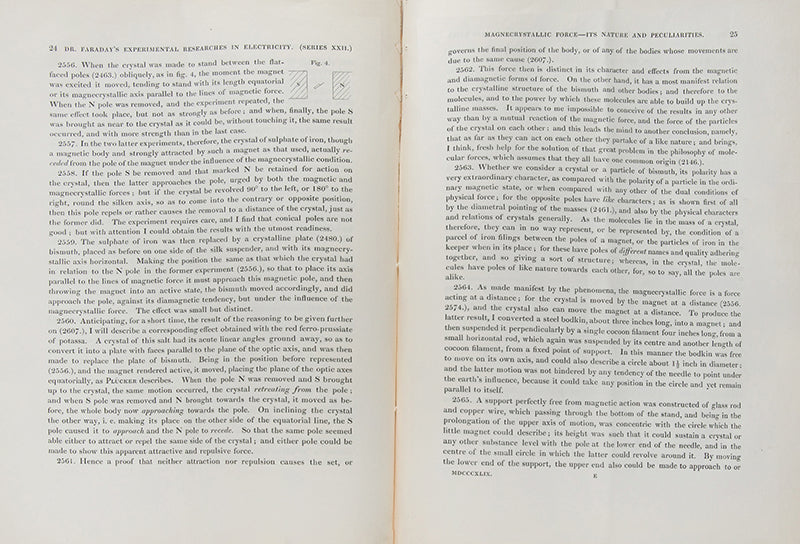 The rare offprint of the twenty-second publication in Michael Faraday's Experimental Researches in Electricity, a presentation copy inscribed by the author to astronomer Thomas Romney Robinson.
