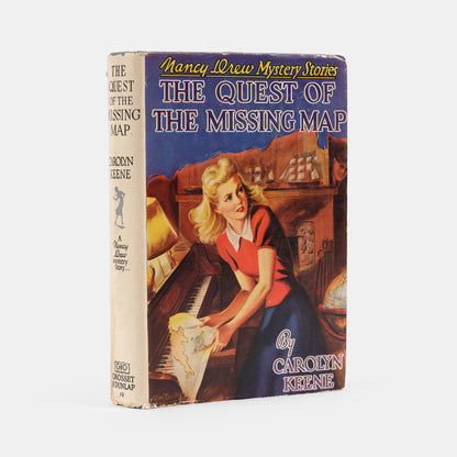 A first edition of The Quest of the Missing Map by Carolyn Keene, the nineteenth book in the Nancy Drew series.