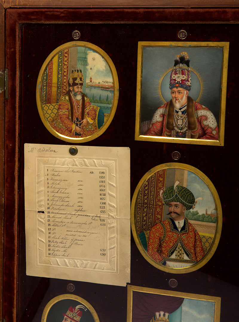 21 oritingal illustrations on bone forming a series presented in a bespoke presentation portfolio from North India around 1840.