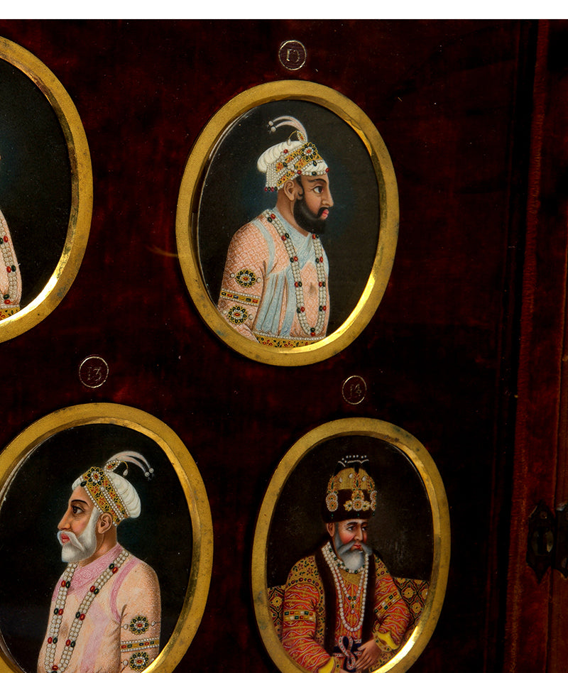 21 oritingal illustrations on bone forming a series presented in a bespoke presentation portfolio from North India around 1840.